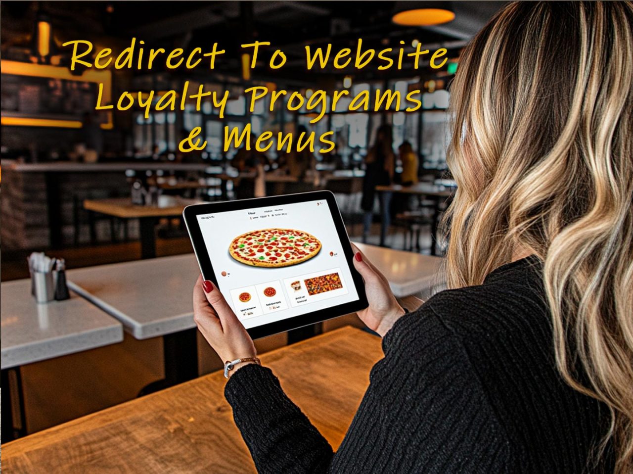 A restaurant loyalty program and menu displayed on a tablet